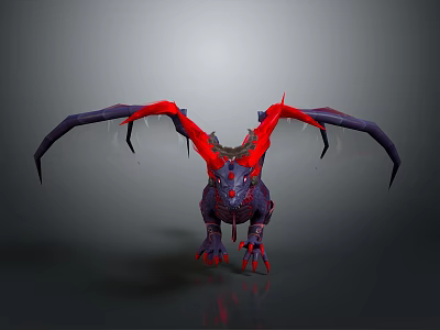 Mythical Purple Red Dragon Game And Movie Character With Wings And Horns 3d model