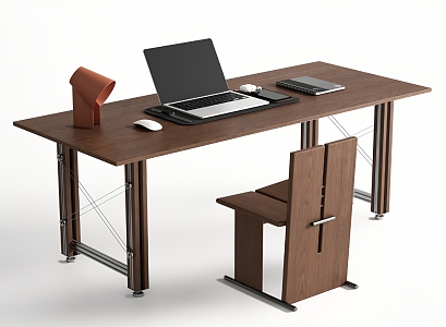 Modern medieval desk and chair combination 3d model