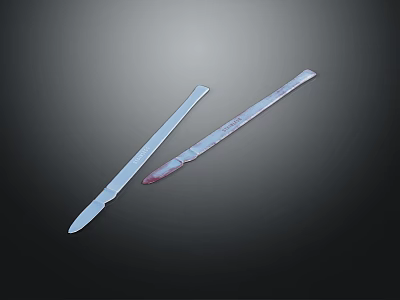 Two Medical Scalpels One Clean and One With Red Liquid Coating 3d model