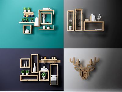 Nordic Wall Shelf Laminar Decorative Wall Shelf 3d model