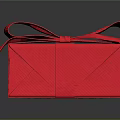 Red Textured Gift Box With Decorative Ribbon Bow And Shiny Surface 3d model
