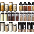 Airtight Glass Spice Jars for Modern Kitchen Storage of Various Spices