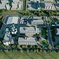 Industrial Factory Aerial Perspective Integrated Layout With Green Spaces And Adjacent Buildings