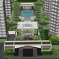 Modern High Rise Residential Complex With Green Landscape And Cloudy Sky View