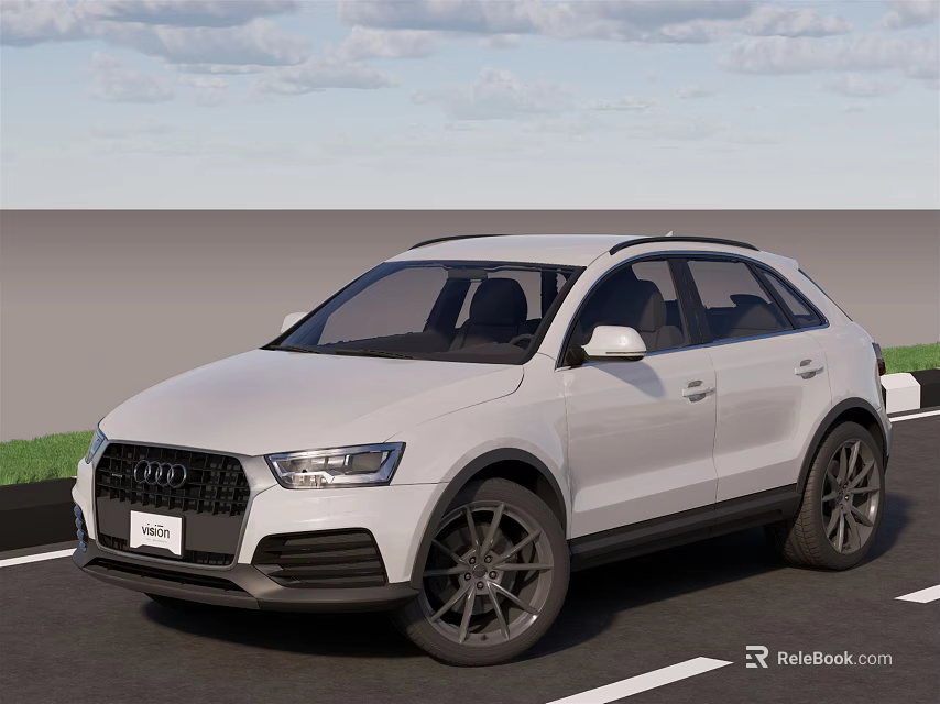 White SUV With Modern Exterior Design And Black Wheels On Road 3d model 