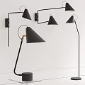 Modern Minimalist Lighting Combination With Black Wall Table And Floor Lamps With Metal Details