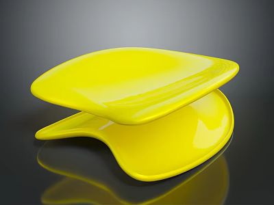 Modern Yellow Decorative Object With Unique Curved Glossy Stacked Design 3d model