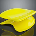 Modern Yellow Decorative Object With Unique Curved Glossy Stacked Design