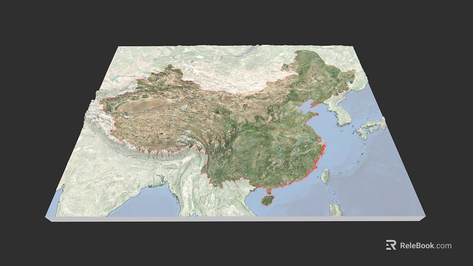 Microtopography China 3D Terrain Map With Detailed Geographic And Topographic Features 3d model 