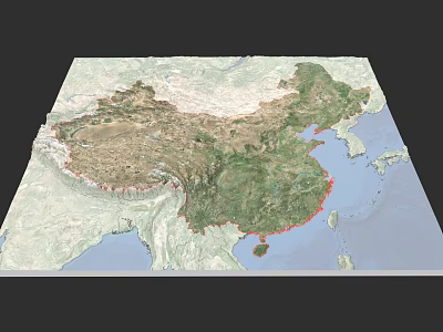 Microtopography China 3D Terrain Map With Detailed Geographic And Topographic Features 3d model