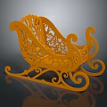 Orange Decorative Sleigh Equipment With Intricate Carvings And Curved Design Details