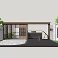 Modern Entrance Gate Design With Metal Grille Stone Wall And Greenery
