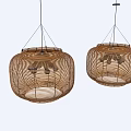 Natural Rattan Round Pendant Lights For Interior Decoration With Handcrafted Design