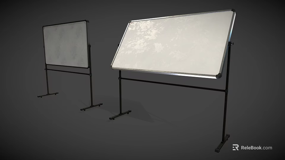 Office Furniture Mobile Whiteboard Stand With Double Writing Surfaces And Sturdy Metal Frame 3d model 