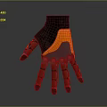 Character's Bionic Mechanical Glove For Human Creature With Black And Orange Joints