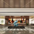 Luxury Modern Hotel Lobby Interior With High Ceiling Grand Chandelier Wooden Elements And Marble Flooring