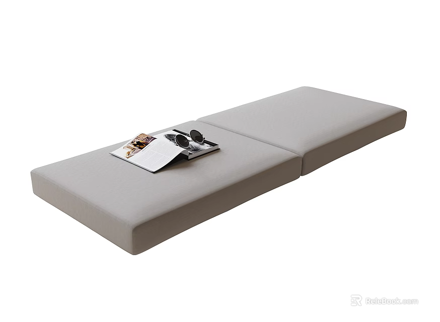 Bay Window Gray Cushion With Magazine And Small Items For Cozy Indoor Seating 3d model 