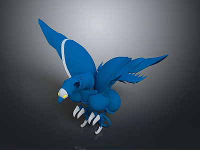 Blue Avian Character Creature With Large Wings Sharp Claws And Detailed Design 3d model