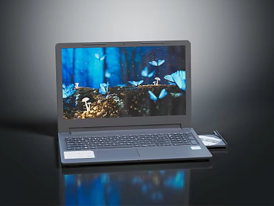 Modern Electronic Laptop Featuring Vibrant Nature Scene Screen And Accessory 3d model