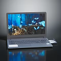 Modern Electronic Laptop Featuring Vibrant Nature Scene Screen And Accessory 3d model