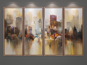 modern abstract painting decorative painting 3d model