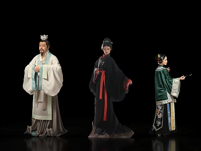 Traditional Chinese Ancient Figures In Elegant Historical Costumes And Poses 3d model