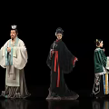 Traditional Chinese Ancient Figures In Elegant Historical Costumes And Poses