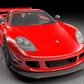 Red Sports Car With Sleek Exterior Design Rear Spoiler Black Wheels Aerodynamic Look