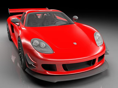 Red Sports Car With Sleek Exterior Design Rear Spoiler Black Wheels Aerodynamic Look 3d model