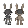 Modern Decorative Rabbit Figurines Featuring Zebra Pattern And Metallic Silver Design
