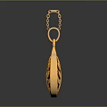 Gold Pendant Necklace With Circular Shape And Floral Engraved Design