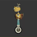 Commercial Robot Device Featuring Yellow Body Unicycle Blue Eyes And Colorful Decorations