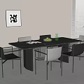 Modern Dining Table and Chair Combination Dining Table and Chair Combination Minimalist Dining Table and Chair Rectangular Dining Table and Chair Marble Dining Table Leather Dining Chair Multi-Person Dining Table and Chair 3d model