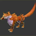 Orange Fantasy Fox Character 3D Model With Mechanical Armor Blue Eyes And Long Tail