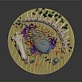 3D Undersea Diorama With Orange Fish Small Creatures Green Seaweed Purple Coral And White Skeleton