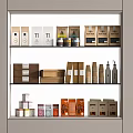 Assorted Food Products Display On Shelf With Various Packaging Containers And Boxes 3d model