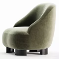 Modern Single Sofa With Velvet Upholstery Beige Green Colors Curved Armrests And Black Legs