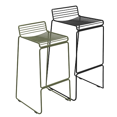 Modern Metal Bar Stools With Black And Green Wire Frame Design 3d model