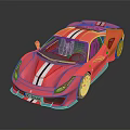 Pink Ferrari Sports Car With White Stripes Sleek Design And Shiny Exterior