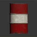 Red Barrel With White Stripe And Biohazard Symbol On Dark Background