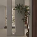 Modern Club Interior Design With Columns Plants Windows Chairs And Tables