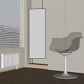 Green Glass Accent Chair In Modern Interior With White Blinds Pendant Light And Mirror