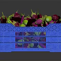 Fresh Vibrant Assorted Colored Vegetables Displayed Together in Blue Plastic Crate