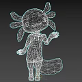 Cute Pink Cartoon Axolotl Wearing Black T Shirt With I AM AWESOME Smiling Waving Hand