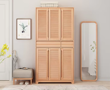 Nordic shoe cabinet solid wood dressing mirror 3d model