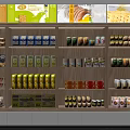 Retail Display Shelves With Assorted Packaged Goods And Organized Product Arrangement