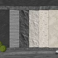 Modern Feature Wall With Stone Textured Panels Striped Patterns And Illuminated Lighting