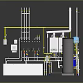 Industrial Equipment System Comprising Yellow Pipes Control Panels Valves And Storage Tanks