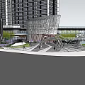Modern Commercial Complex With High Rise Buildings Open Plaza And Landscaped Gardens