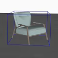 Modern Light Blue Lounge Chair With Metal Armrests Sturdy Frame And Minimalist Design